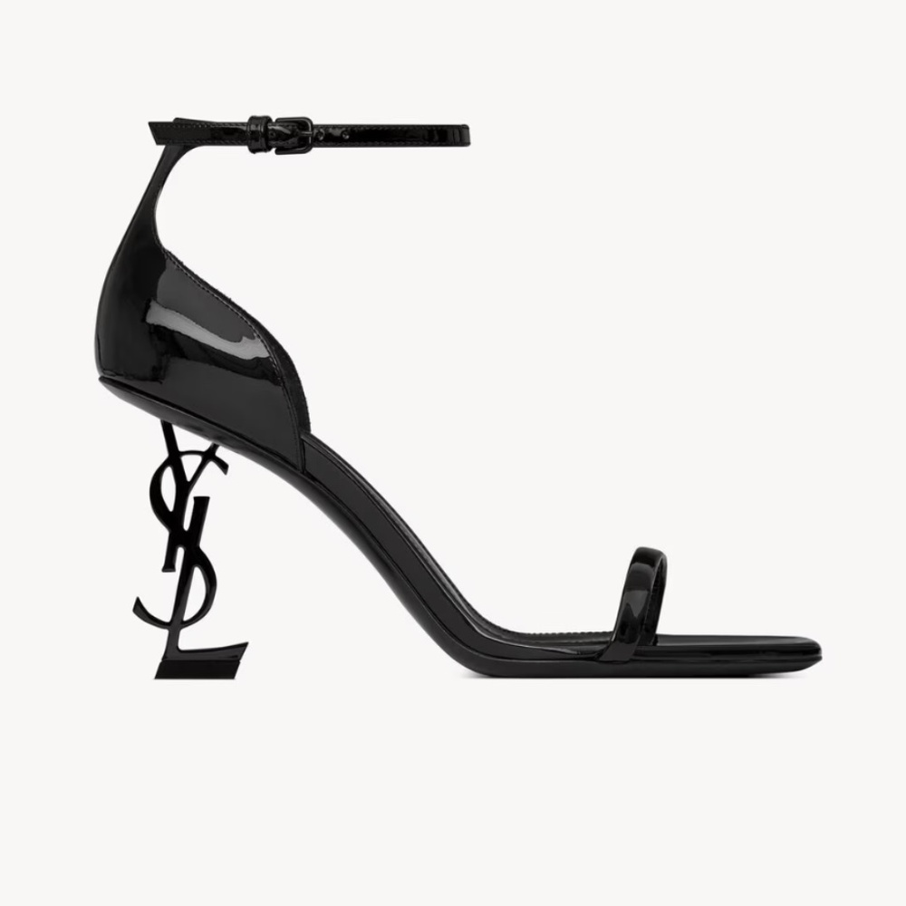 Authentic SAINT LAURENT YSL Black Opyum 850 PatentLeather Sandals EU39.5/US8-8.5